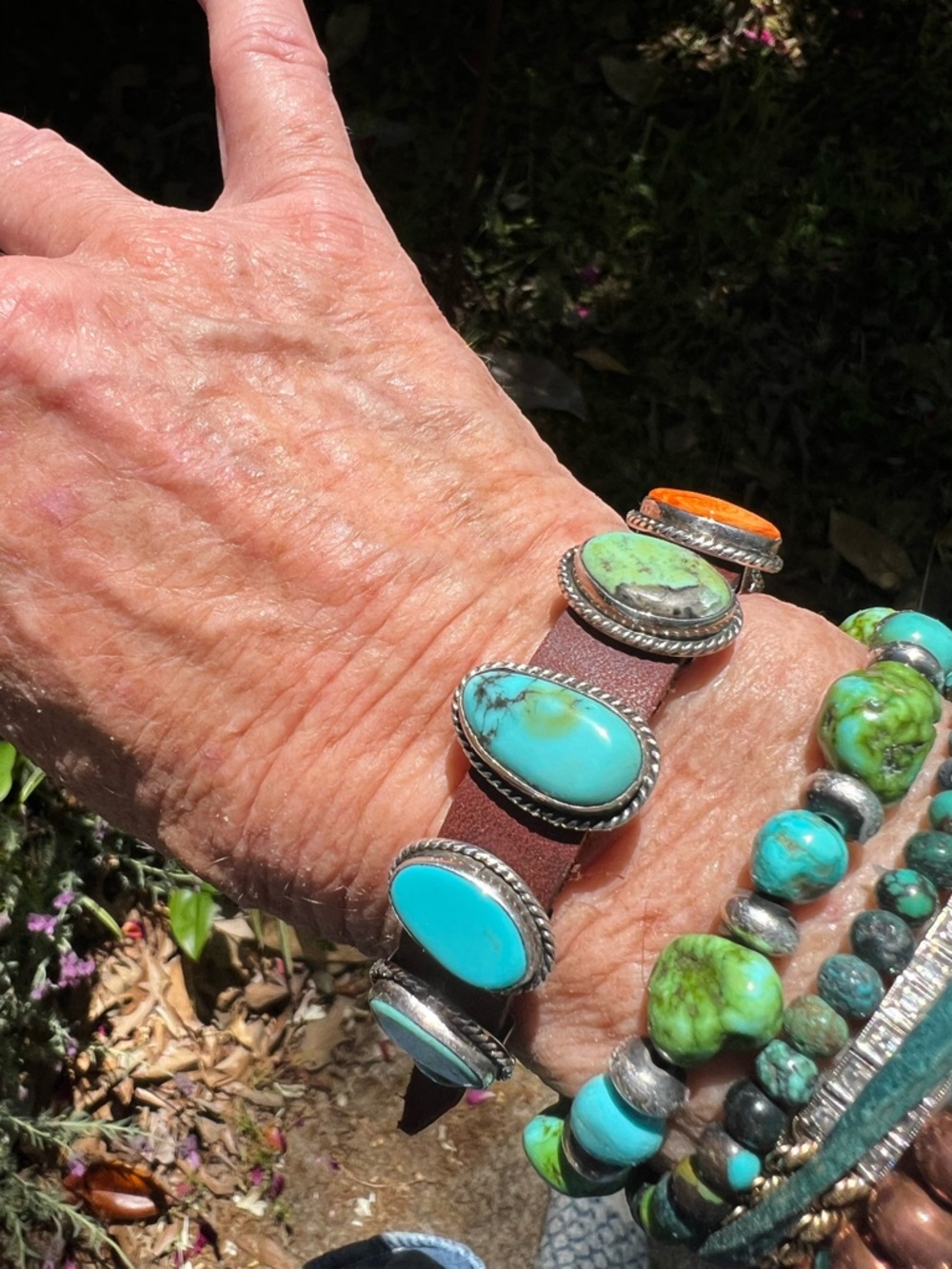 🩵🩵Native American Made Genuine Turquoise, Sterling Silver and Leather Braclet🩵🩵 - Picture 9 of 10